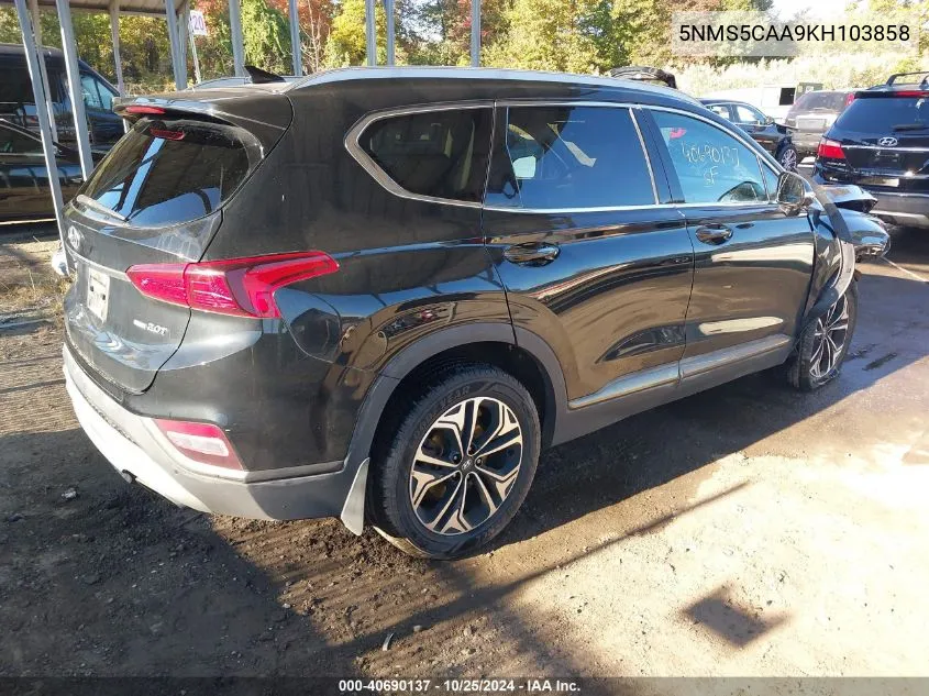 2019 Hyundai Santa Fe Ultimate 2.0T VIN: 5NMS5CAA9KH103858 Lot: 40690137