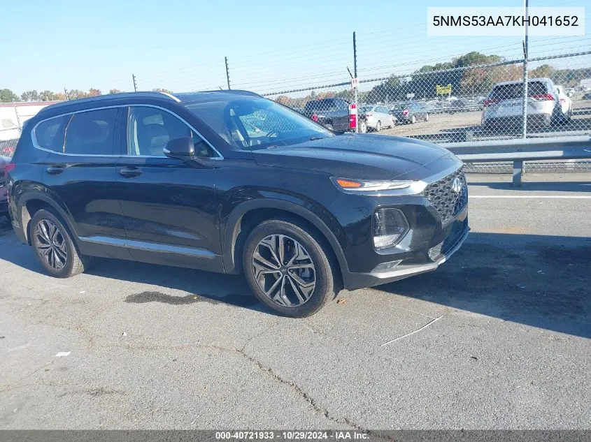 2019 Hyundai Santa Fe Ultimate 2.0T VIN: 5NMS53AA7KH041652 Lot: 40721933