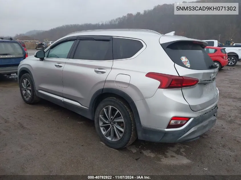 2019 Hyundai Santa Fe Sel Plus VIN: 5NMS3CAD9KH071302 Lot: 40792922