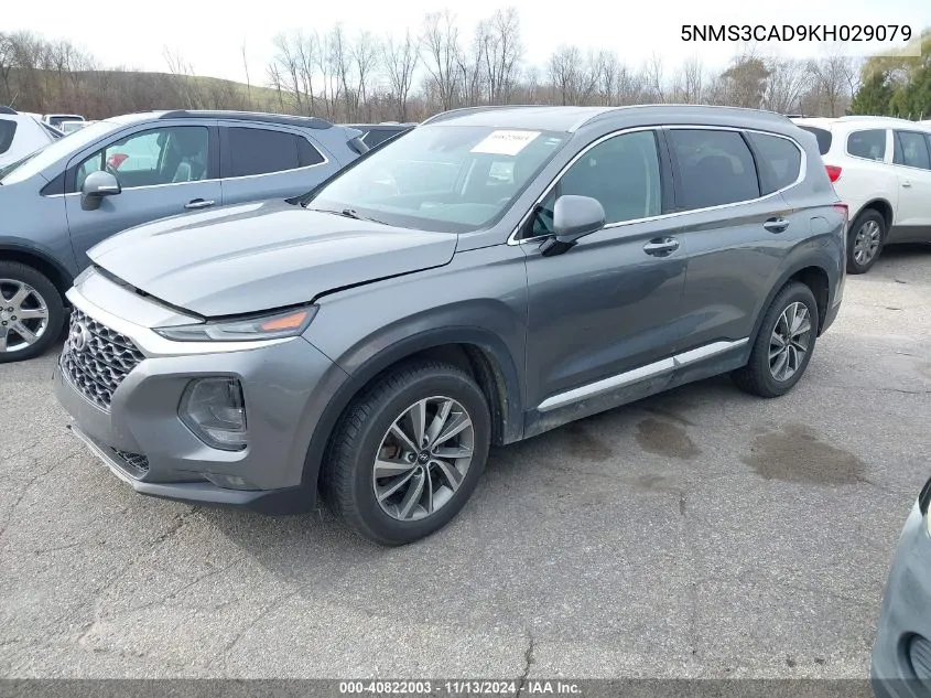 2019 Hyundai Santa Fe Sel Plus VIN: 5NMS3CAD9KH029079 Lot: 40822003