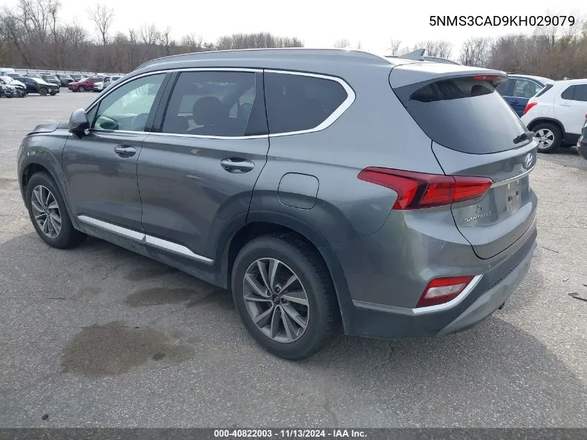 2019 Hyundai Santa Fe Sel Plus VIN: 5NMS3CAD9KH029079 Lot: 40822003