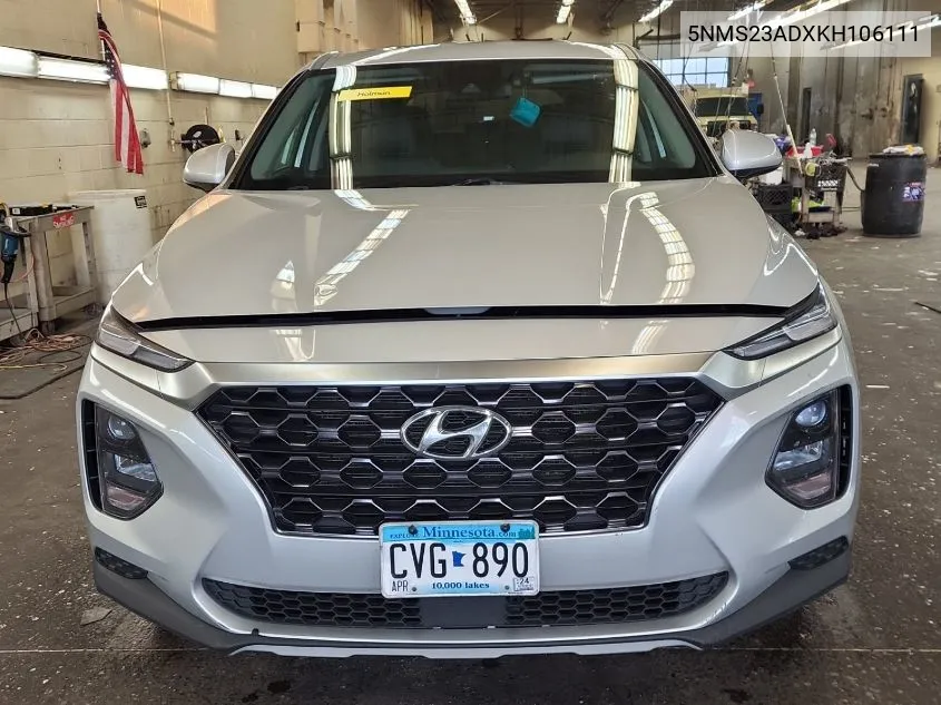 2019 Hyundai Santa Fe Se VIN: 5NMS23ADXKH106111 Lot: 40871627