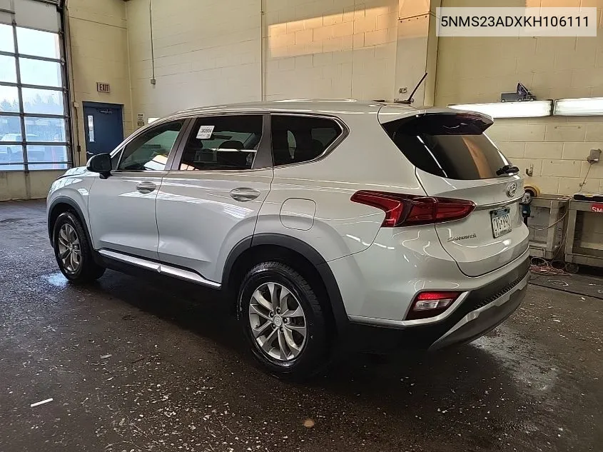 2019 Hyundai Santa Fe Se VIN: 5NMS23ADXKH106111 Lot: 40871627