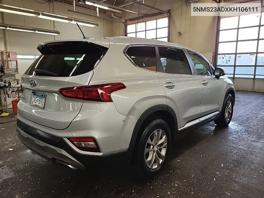 2019 Hyundai Santa Fe Se VIN: 5NMS23ADXKH106111 Lot: 40871627