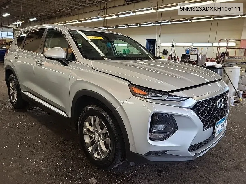 2019 Hyundai Santa Fe Se VIN: 5NMS23ADXKH106111 Lot: 40871627