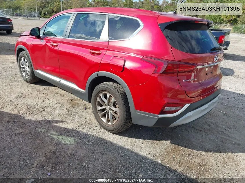 2019 Hyundai Santa Fe Se VIN: 5NMS23AD3KH101395 Lot: 40886498