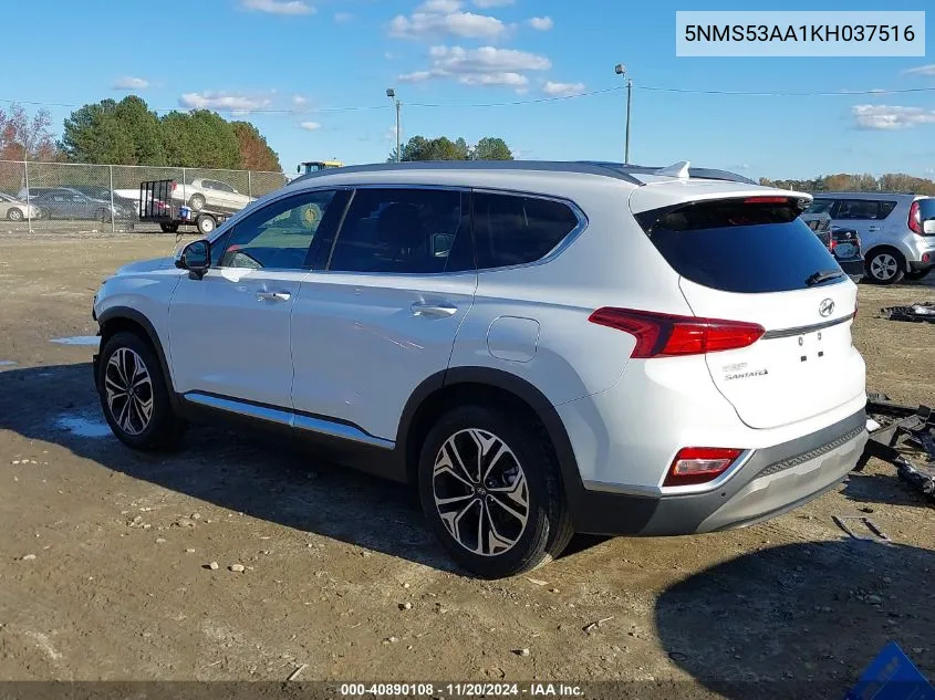 2019 Hyundai Santa Fe Ultimate 2.0T VIN: 5NMS53AA1KH037516 Lot: 40890108