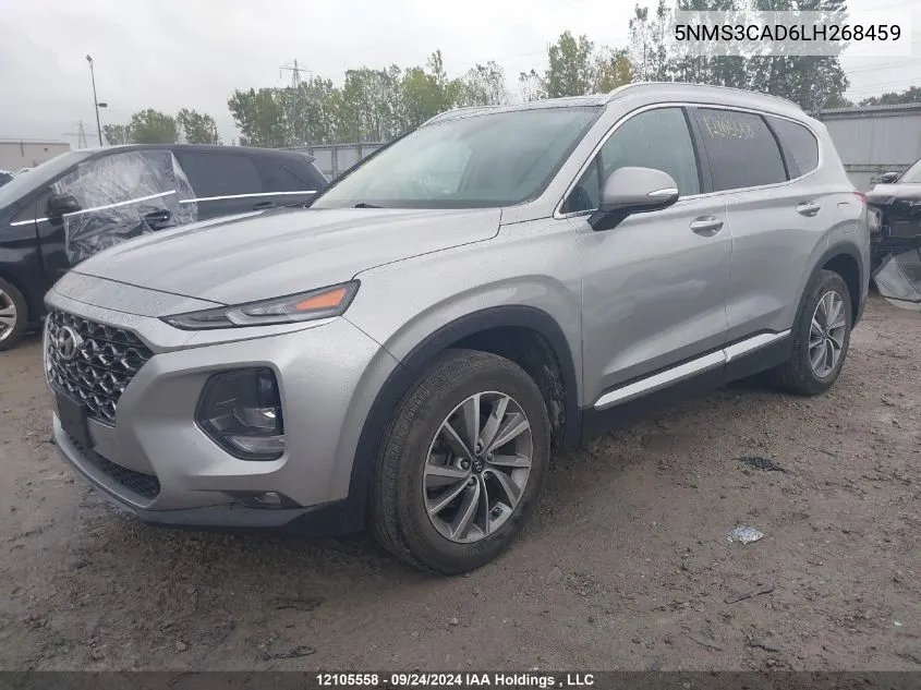 2020 Hyundai Santa Fe Sel/Sel Plus VIN: 5NMS3CAD6LH268459 Lot: 12105558