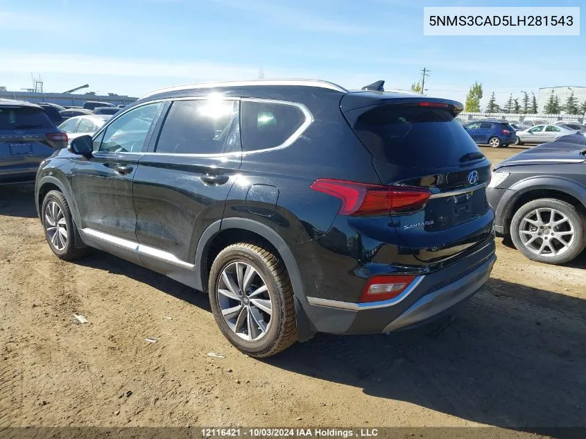 2020 Hyundai Santa Fe Sel/Sel Plus VIN: 5NMS3CAD5LH281543 Lot: 12116421