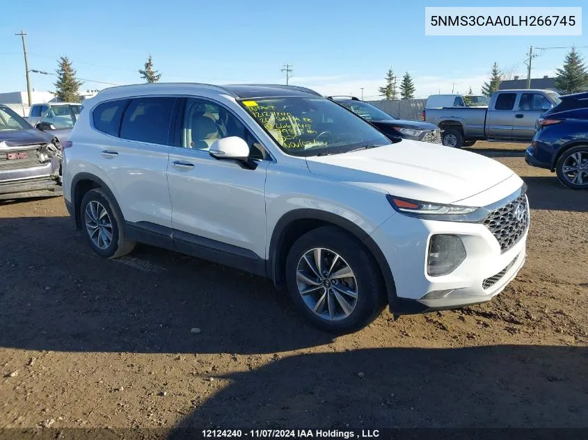 2020 Hyundai Santa Fe Sel/Sel Plus VIN: 5NMS3CAA0LH266745 Lot: 12124240