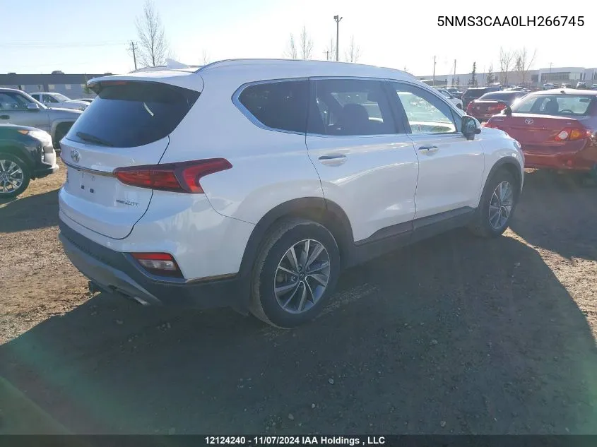 2020 Hyundai Santa Fe Sel/Sel Plus VIN: 5NMS3CAA0LH266745 Lot: 12124240