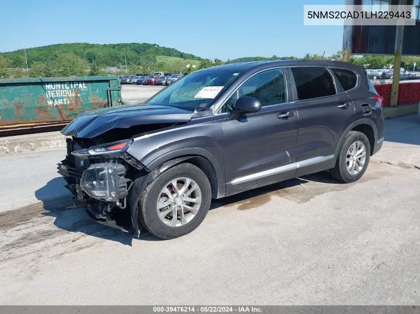 5NMS2CAD1LH229443 2020 Hyundai Santa Fe Se