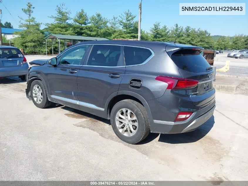 5NMS2CAD1LH229443 2020 Hyundai Santa Fe Se