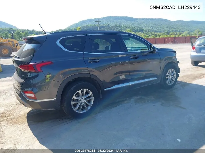 5NMS2CAD1LH229443 2020 Hyundai Santa Fe Se