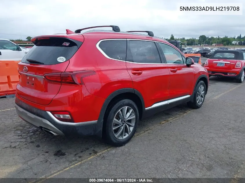 2020 Hyundai Santa Fe Sel VIN: 5NMS33AD9LH219708 Lot: 39674064