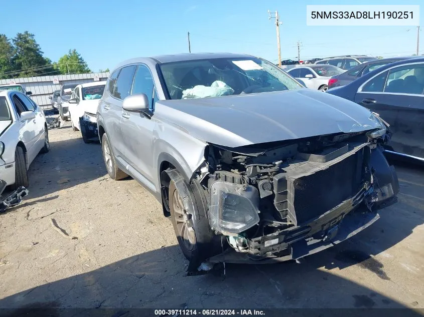 5NMS33AD8LH190251 2020 Hyundai Santa Fe Sel