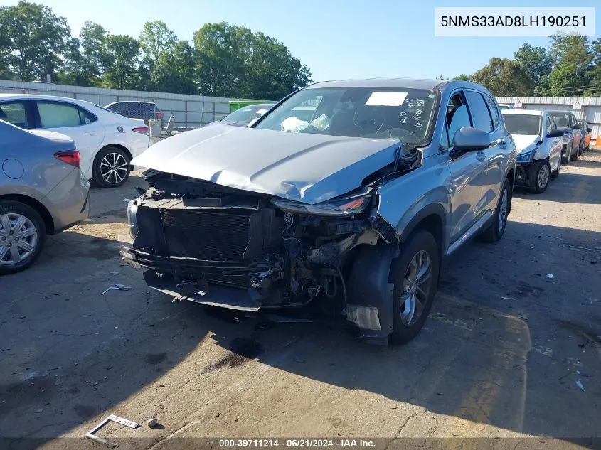 2020 Hyundai Santa Fe Sel VIN: 5NMS33AD8LH190251 Lot: 39711214