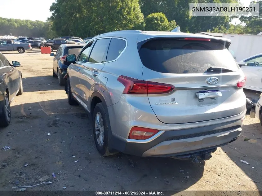 5NMS33AD8LH190251 2020 Hyundai Santa Fe Sel