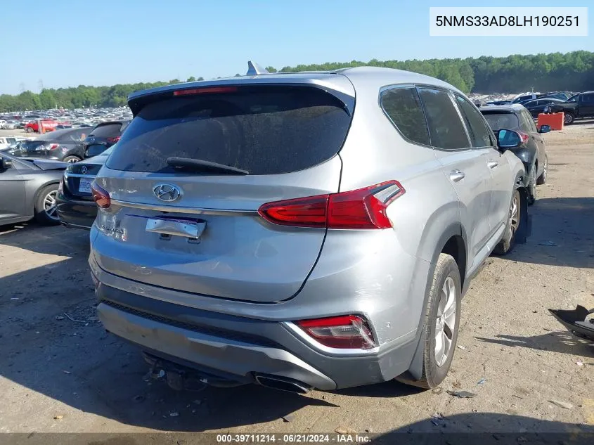 5NMS33AD8LH190251 2020 Hyundai Santa Fe Sel