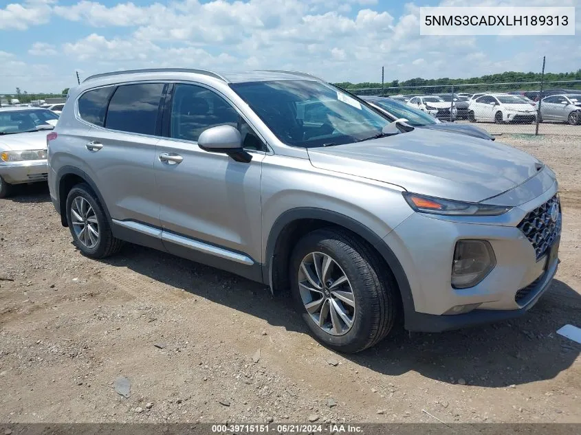 2020 Hyundai Santa Fe Sel VIN: 5NMS3CADXLH189313 Lot: 39715151