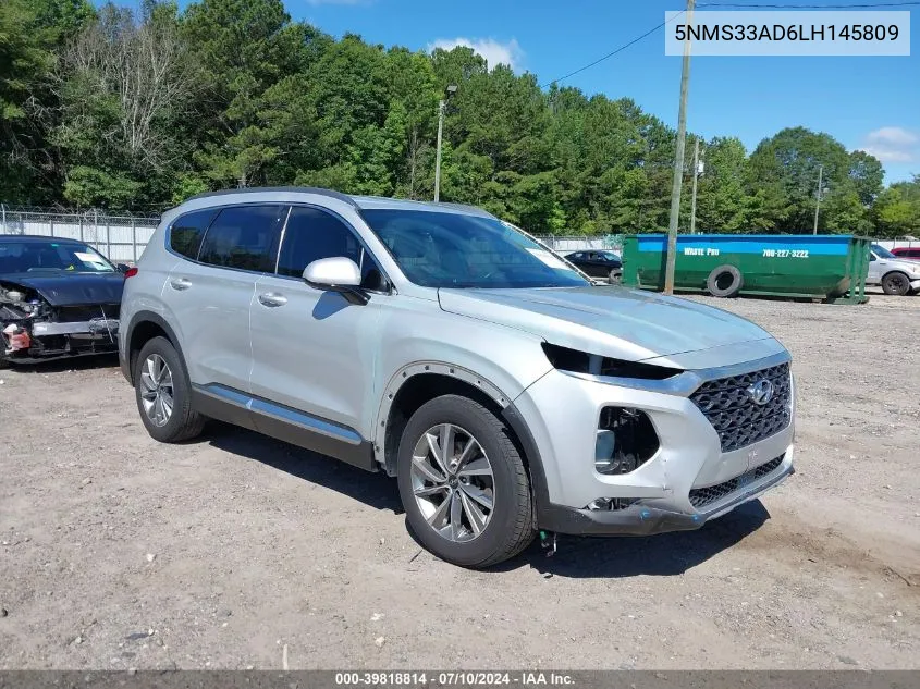 2020 Hyundai Santa Fe Sel VIN: 5NMS33AD6LH145809 Lot: 39818814