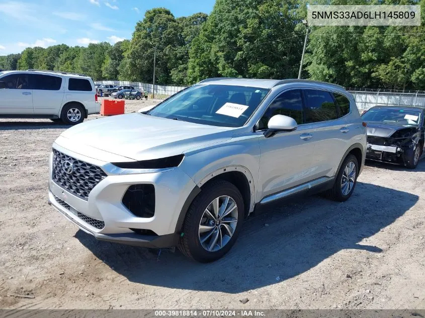 2020 Hyundai Santa Fe Sel VIN: 5NMS33AD6LH145809 Lot: 39818814