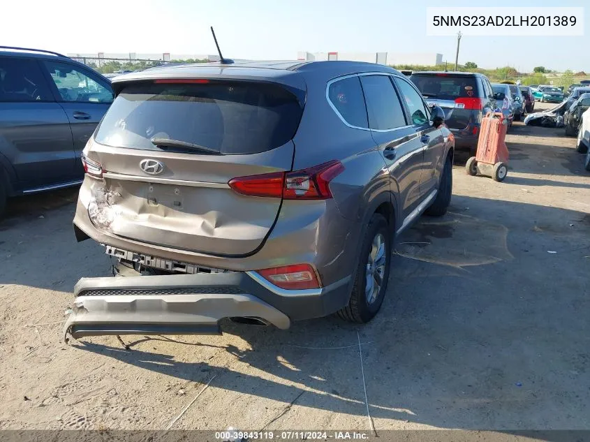 2020 Hyundai Santa Fe Se VIN: 5NMS23AD2LH201389 Lot: 39843119