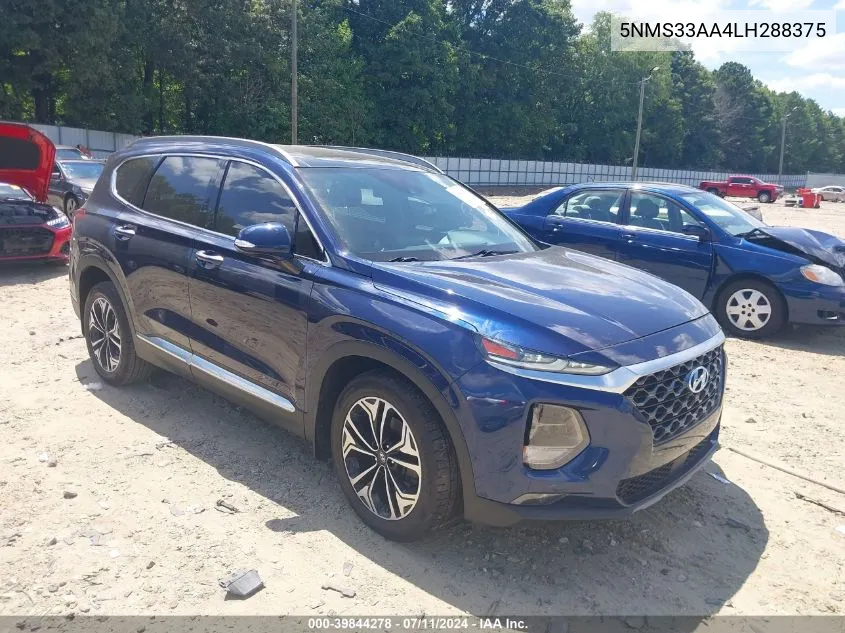 2020 Hyundai Santa Fe Sel 2.0T VIN: 5NMS33AA4LH288375 Lot: 39844278