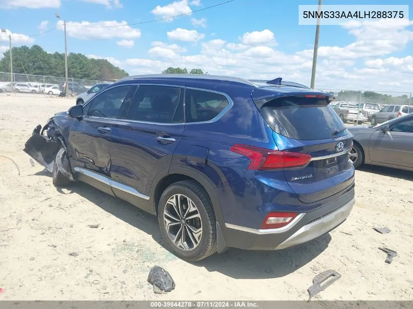 2020 Hyundai Santa Fe Sel 2.0T VIN: 5NMS33AA4LH288375 Lot: 39844278