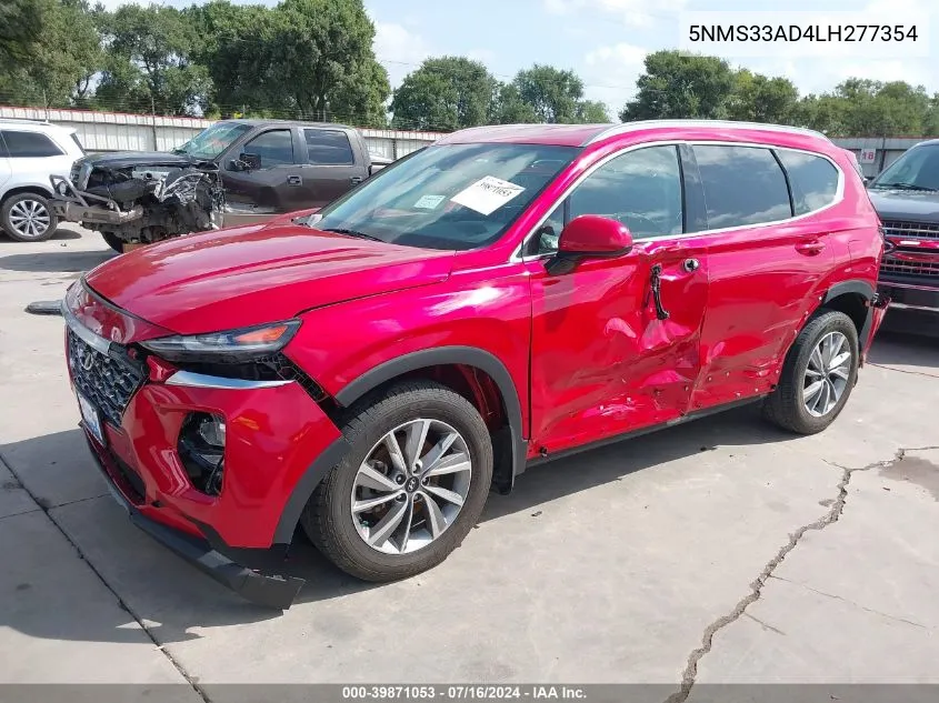 2020 Hyundai Santa Fe Sel VIN: 5NMS33AD4LH277354 Lot: 39871053