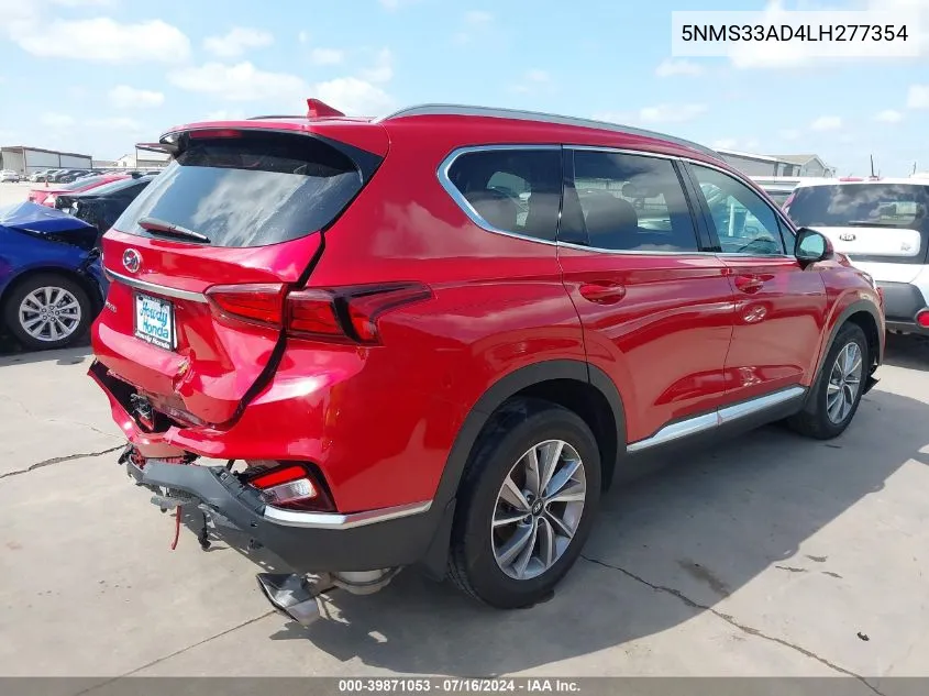 2020 Hyundai Santa Fe Sel VIN: 5NMS33AD4LH277354 Lot: 39871053