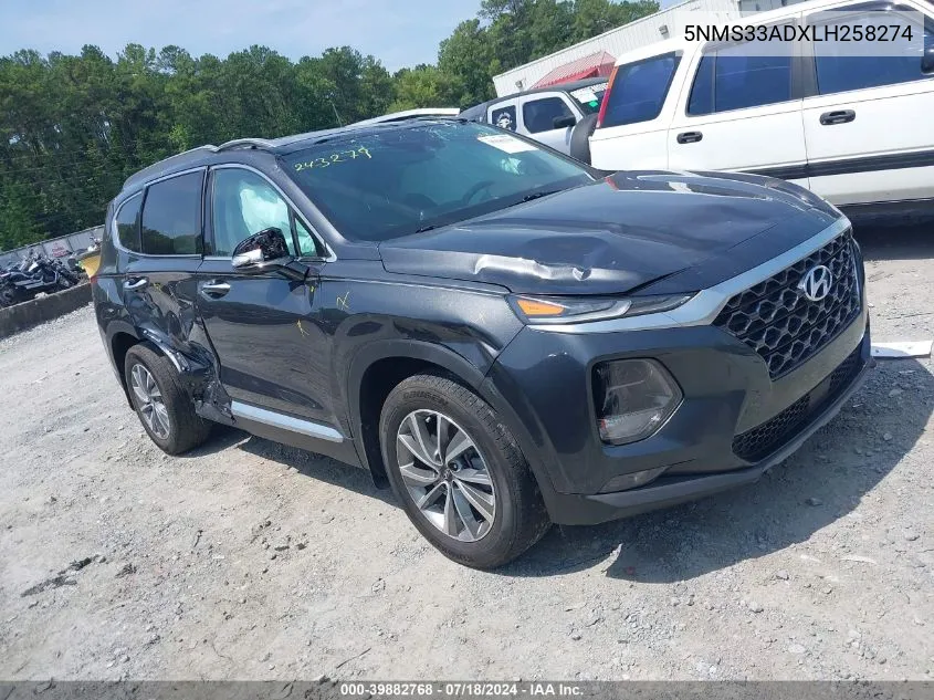 2020 Hyundai Santa Fe Sel VIN: 5NMS33ADXLH258274 Lot: 39882768