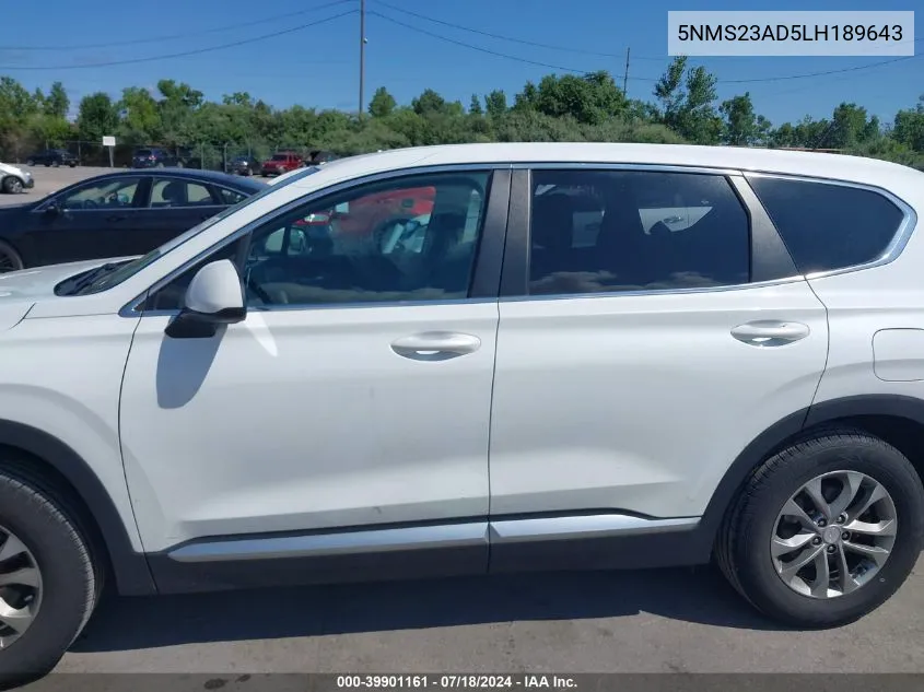 2020 Hyundai Santa Fe Se VIN: 5NMS23AD5LH189643 Lot: 39901161