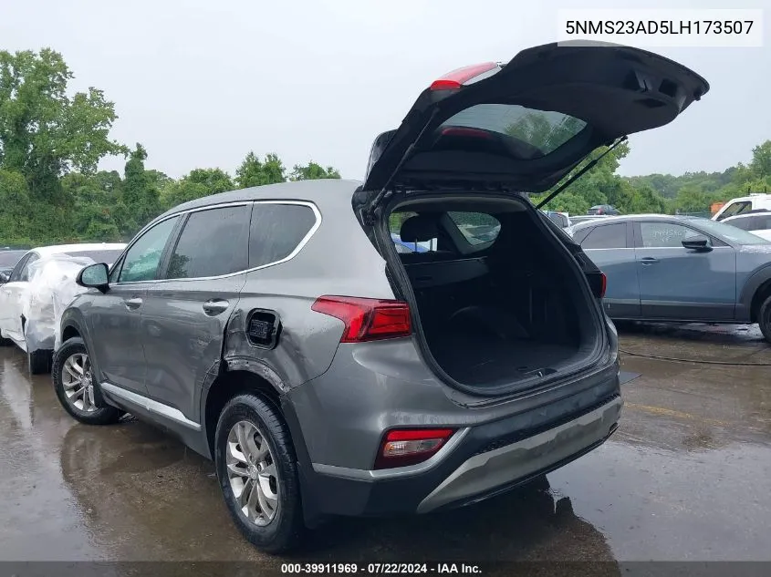 2020 Hyundai Santa Fe Se VIN: 5NMS23AD5LH173507 Lot: 39911969