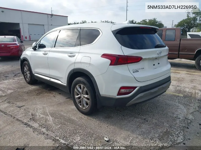 2020 Hyundai Santa Fe Sel VIN: 5NMS33AD7LH226950 Lot: 39917053