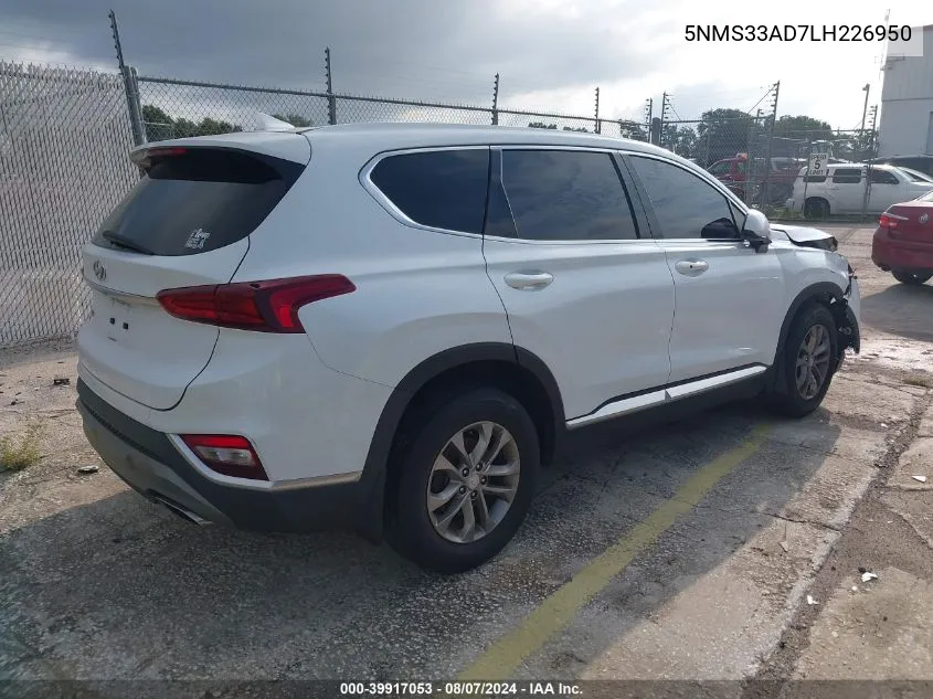 2020 Hyundai Santa Fe Sel VIN: 5NMS33AD7LH226950 Lot: 39917053