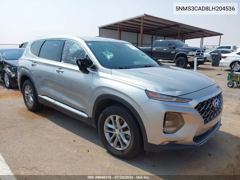 2020 Hyundai Santa Fe Sel VIN: 5NMS3CAD8LH204536 Lot: 39948218