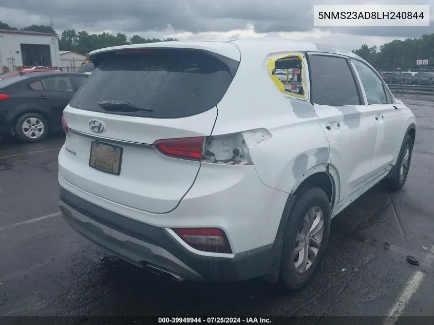 2020 Hyundai Santa Fe Se VIN: 5NMS23AD8LH240844 Lot: 39949944