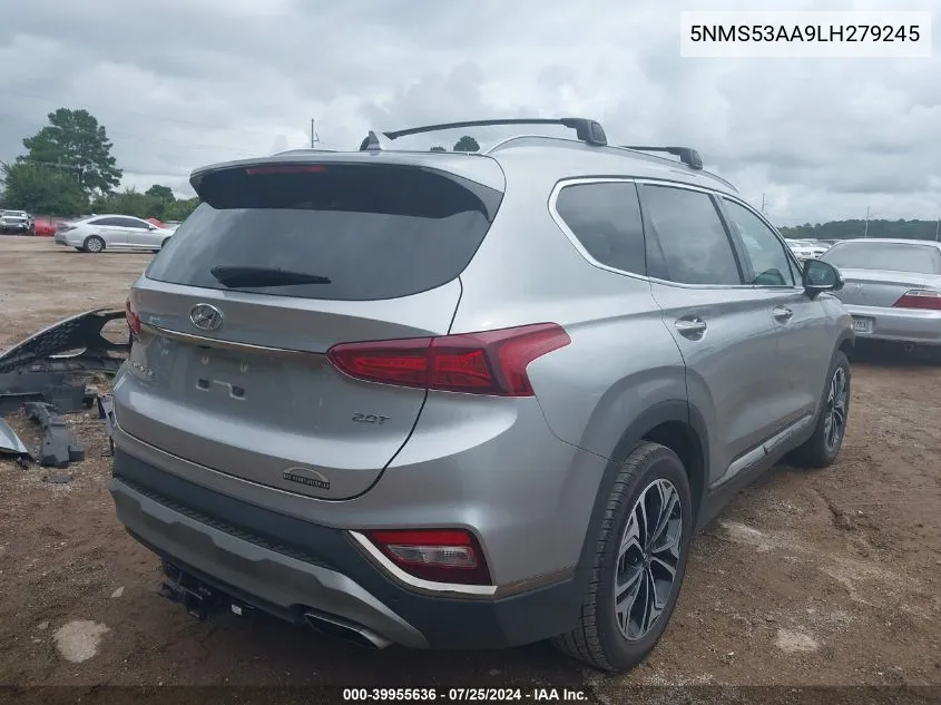 2020 Hyundai Santa Fe Limited 2.0T VIN: 5NMS53AA9LH279245 Lot: 39955636