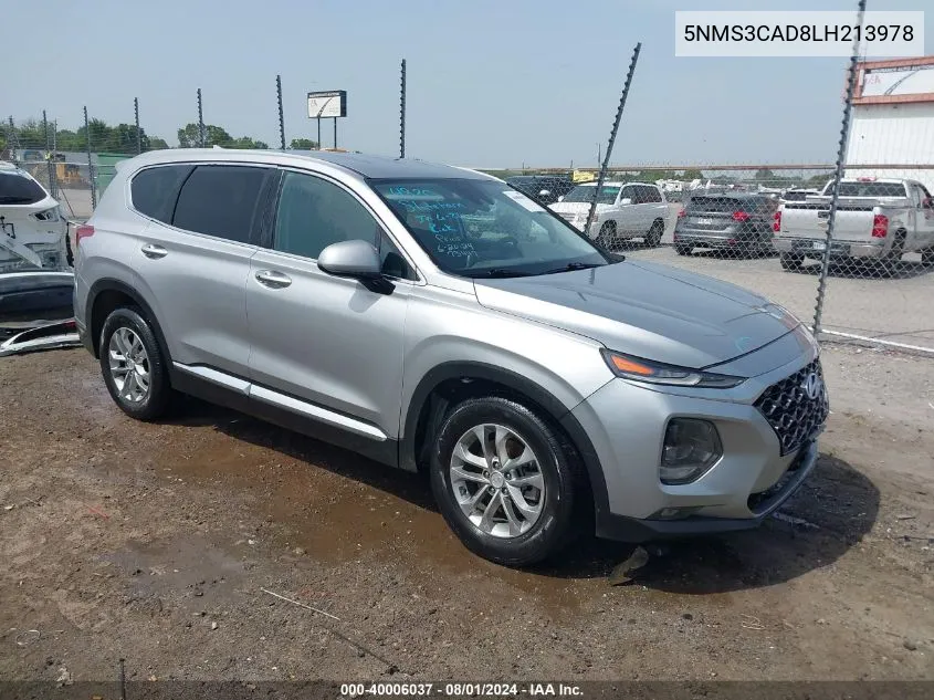 2020 Hyundai Santa Fe Sel VIN: 5NMS3CAD8LH213978 Lot: 40006037