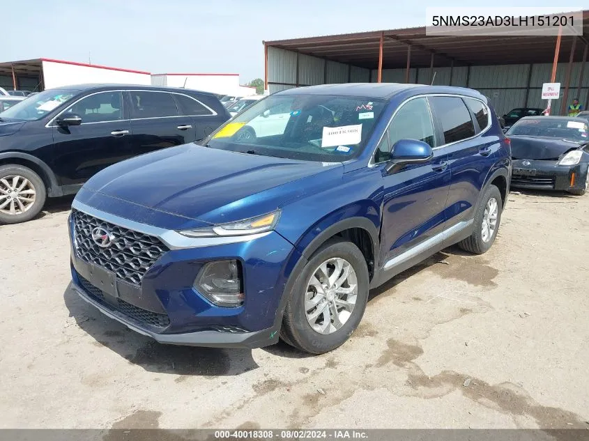 5NMS23AD3LH151201 2020 Hyundai Santa Fe Se