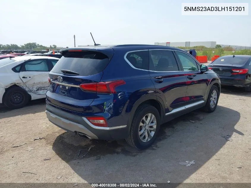 5NMS23AD3LH151201 2020 Hyundai Santa Fe Se