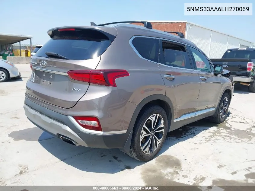 2020 Hyundai Santa Fe Sel/Sel Plus VIN: 5NMS33AA6LH270069 Lot: 40065663