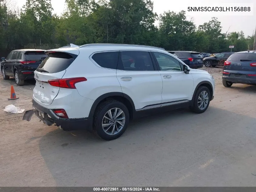 2020 Hyundai Santa Fe Limited VIN: 5NMS5CAD3LH156888 Lot: 40072981