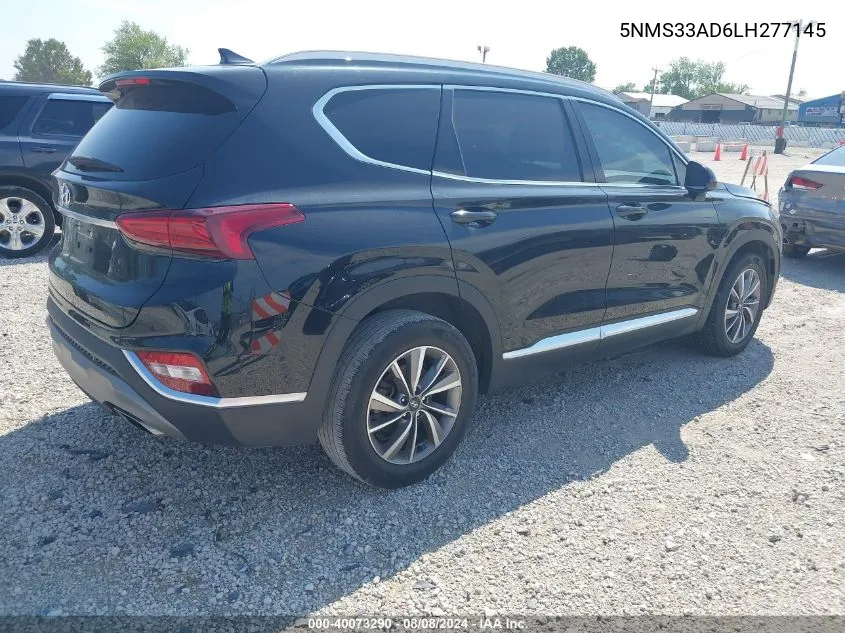 2020 Hyundai Santa Fe Sel VIN: 5NMS33AD6LH277145 Lot: 40073290