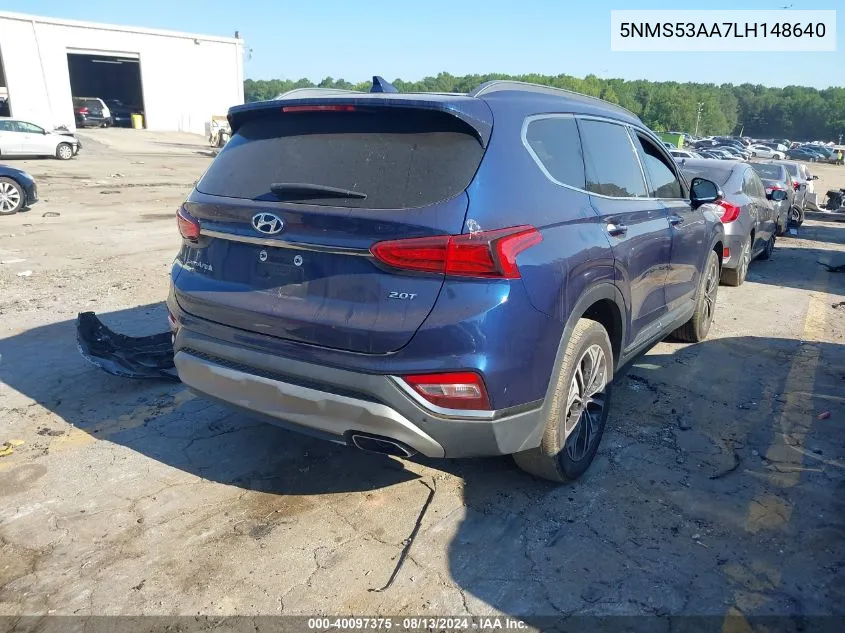 5NMS53AA7LH148640 2020 Hyundai Santa Fe Limited 2.0T