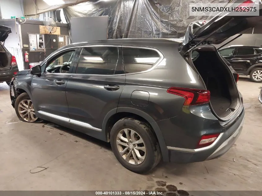 2020 Hyundai Santa Fe Sel VIN: 5NMS3CADXLH252975 Lot: 40101333