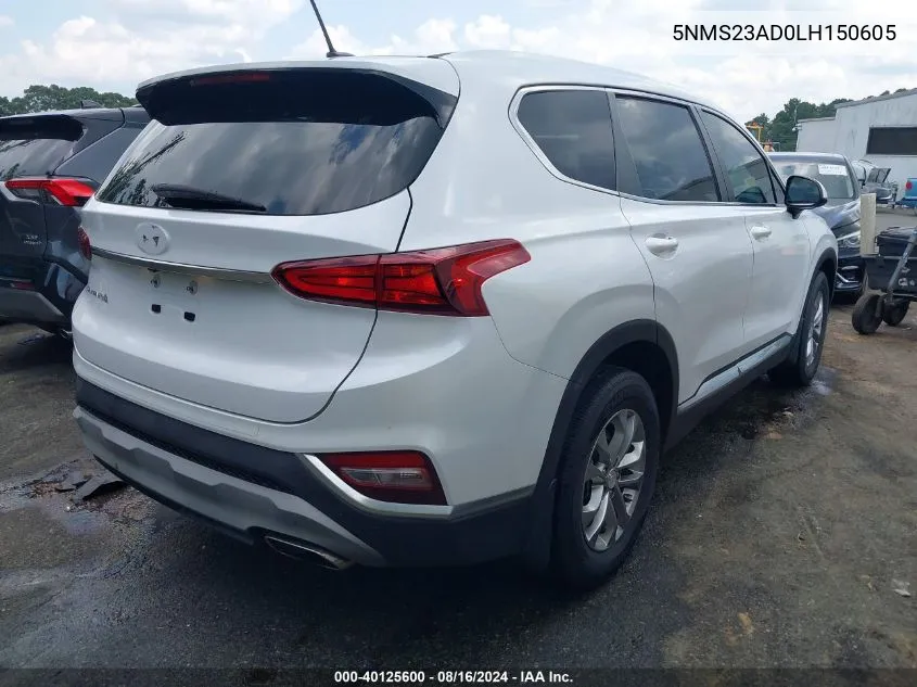 2020 Hyundai Santa Fe Se VIN: 5NMS23AD0LH150605 Lot: 40125600