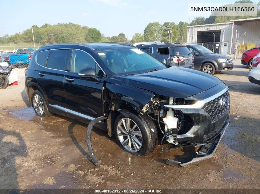 2020 Hyundai Santa Fe Sel VIN: 5NMS3CAD0LH166560 Lot: 40162312