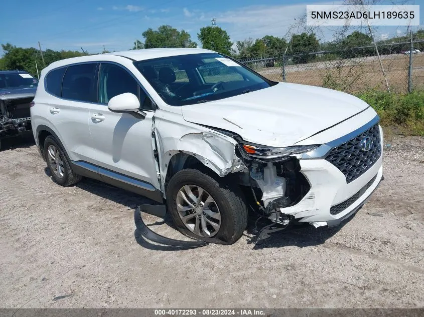 2020 Hyundai Santa Fe Se VIN: 5NMS23AD6LH189635 Lot: 40172293